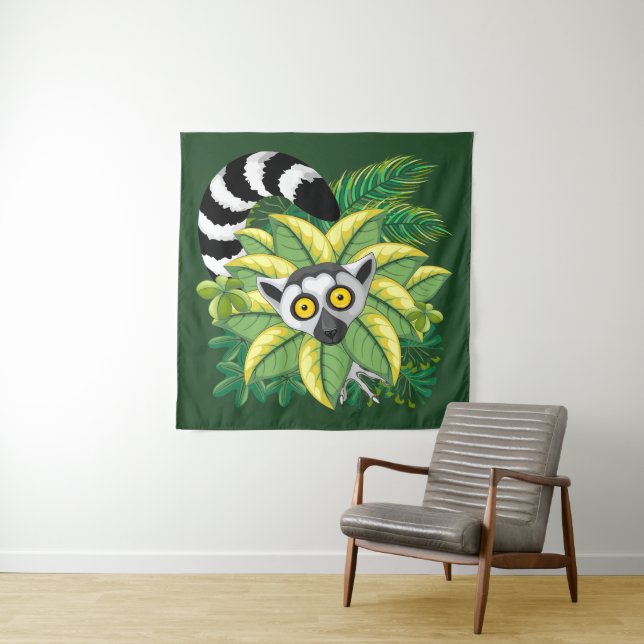 Lemurs of Madagascar in Exotic Jungle Tapestry (In Situ)