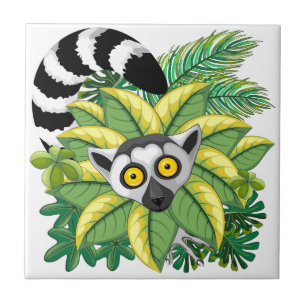 Lemurs of Madagascar in Exotic Jungle Tile