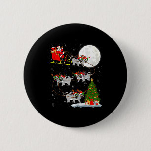 Lemurs Santa Sleigh Flying Funny Magical Christmas 6 Cm Round Badge