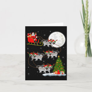 Lemurs Santa Sleigh Flying Funny Magical Christmas Card