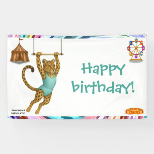 Lena leopard trapeze artist birthday banner