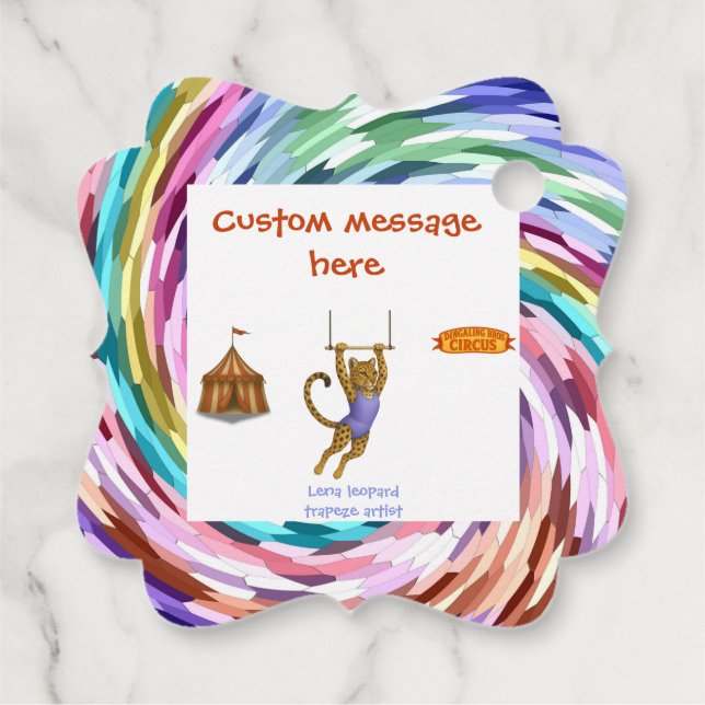 Lena leopard trapeze artist favour tags (Back)