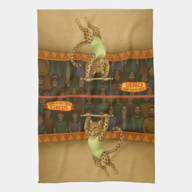 Lena leopard trapeze artist tea towel (Vertical)
