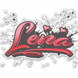 Lena red Heart Graffiti Sticker