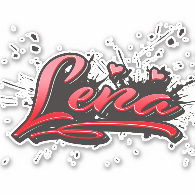 Lena red Heart Graffiti Sticker (Front)