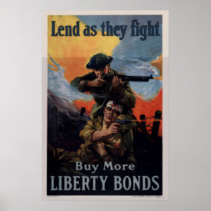 Lend as They Fight! World War I Vintage Style War Poster