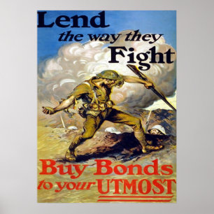 Lend The Way They Fight ~ Vintage World War 1. Poster