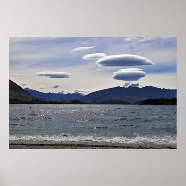 Lenicular Clouds Over Lake Wanaka Poster (Front)