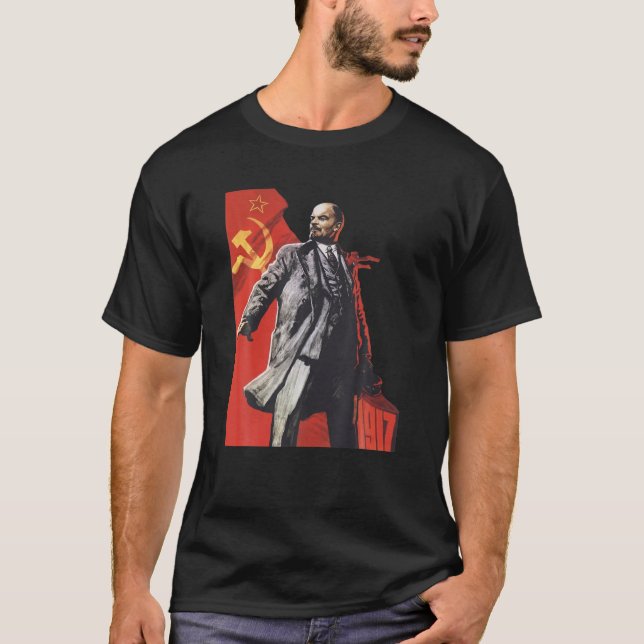 Lenin Forever Soviet Union USSR Russia Retro Vinta T-Shirt (Front)