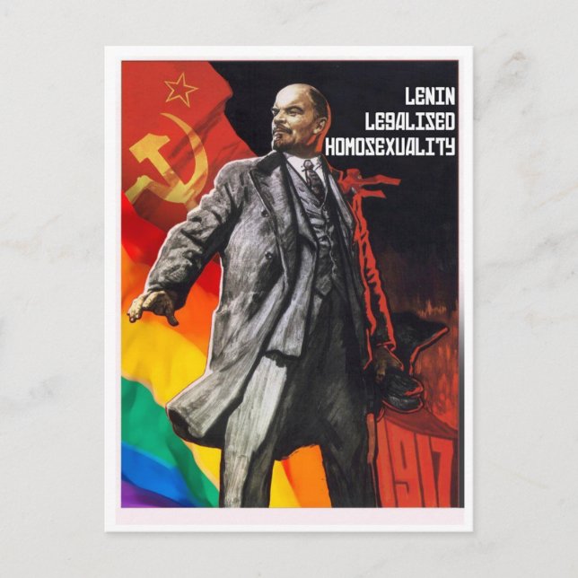 "Lenin legalised homosexuality in 1917" postcard (Front)