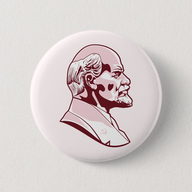 Lenin Portrait Illustration Button (Front)