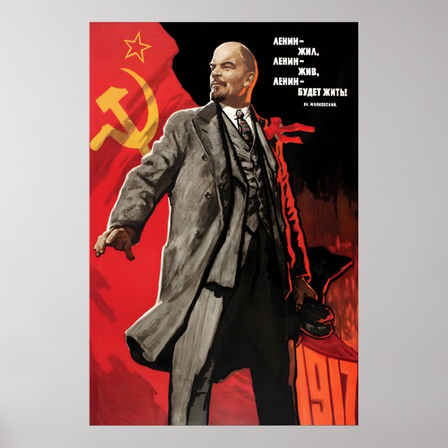 Lenin Soviet Propaganda Poster, Long Live Lenin! Poster (Front)