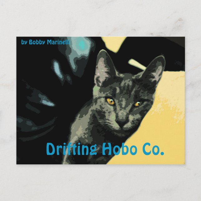 Lennon Cat Postcard Drifting Hobo co. (Front)