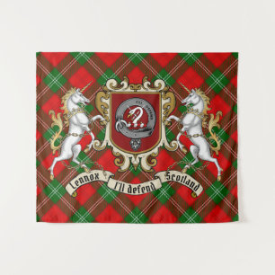 Lennox Clan Badge & Unicorns w/Tartan Tapestry