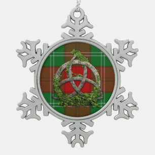Lennox Tartan And Celtic Trinity Knot Snowflake Pewter Christmas Ornament