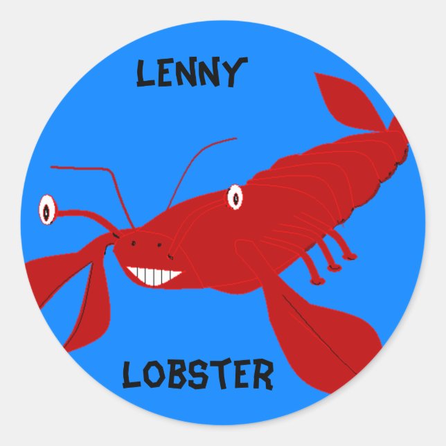 , Lenny, Lobster Classic Round Sticker (Front)