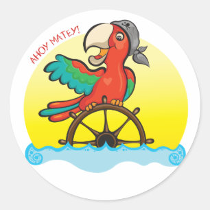 Lenny the Pirate Parrot Classic Round Sticker