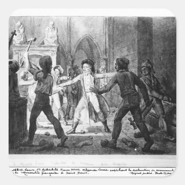 Lenoir opposing the destruction of royal tombs square sticker (Front)