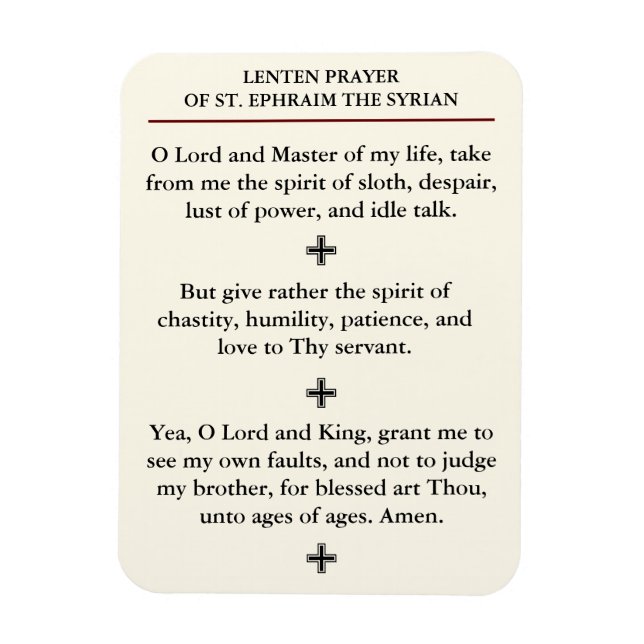 Lenten Prayer of St. Ephraim the Syrian Magnet (Vertical)
