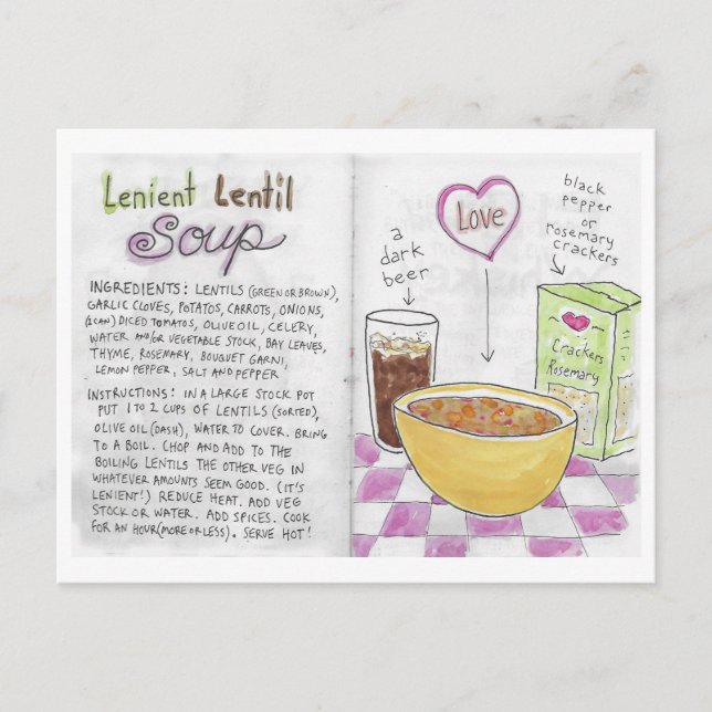Lentil Soup Recipe Postcard (Front)