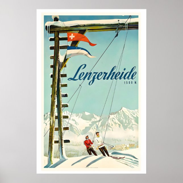 Lenzerheide Switzerland Vintage Ski Poster (Front)