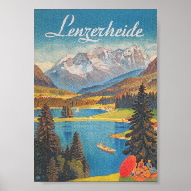 Lenzerheide Switzerland Vintage Travel Poster (Front)
