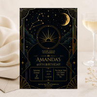 Leo 40th Birthday Invitation | Art Deco Zodiac