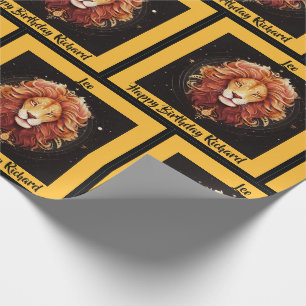 Leo Add Name Birthday Zodiac Gift Wrapping Paper