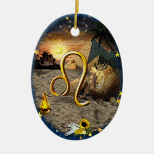 Leo Art Collage Ceramic Tree Decoration