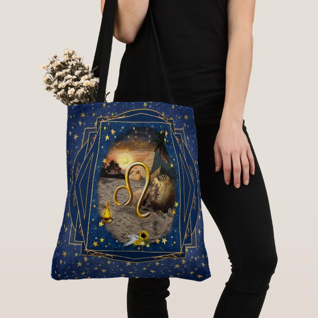 Leo Art Collage Tote Bag (Close Up)