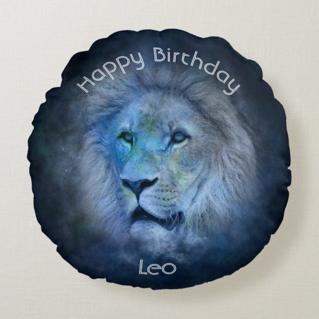 Leo Astrological Zodiac Sign Round Cushion (Front)