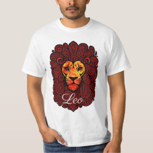 Leo astrology birth sign zodiac lion head paisley T-Shirt