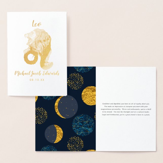 Leo Astrology | Personalised Zodiac Sign Foil Card (Display)