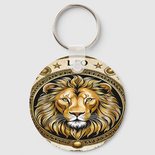 Leo astrology sign key ring (Front)