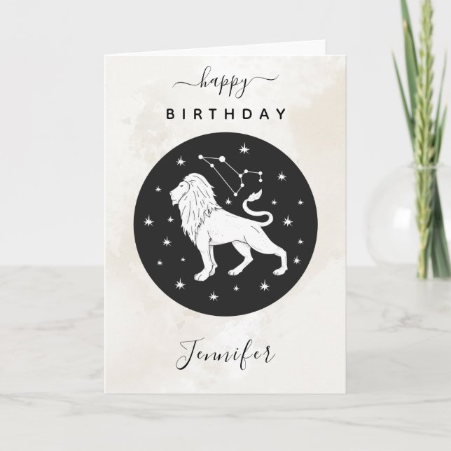 Leo Astrology Zodiac Star Sign Horoscope Marble Card (Front)