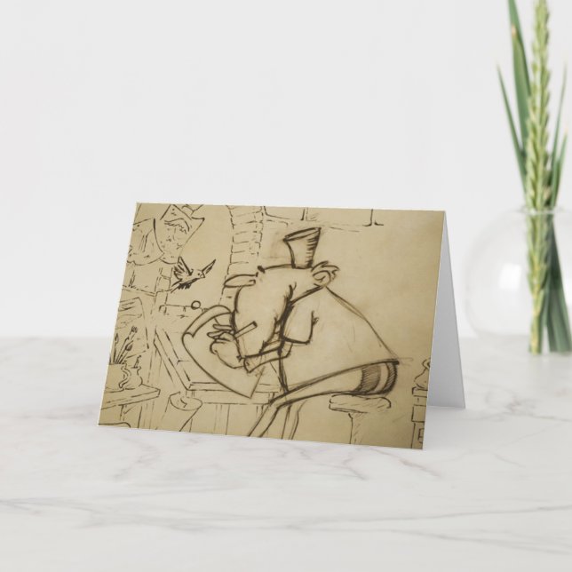 Leo at desk - Greeting Card (blank) (Front)