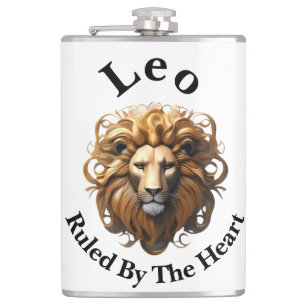 Leo Birth Sign, Lion, Ruled By The Heart,  Hip Flask