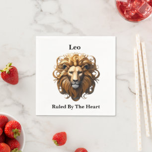 Leo Birth Sign, Lion, Ruled By The Heart,  Napkin