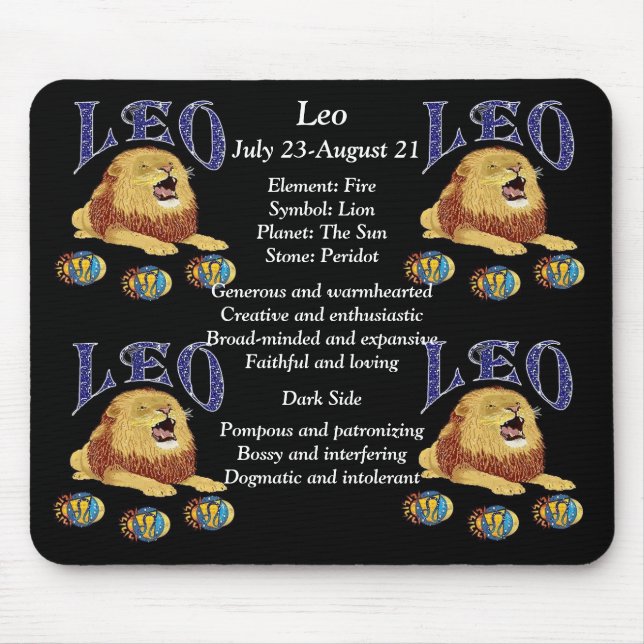Leo Birth Sign Zodiac Mouse Pad (Front)