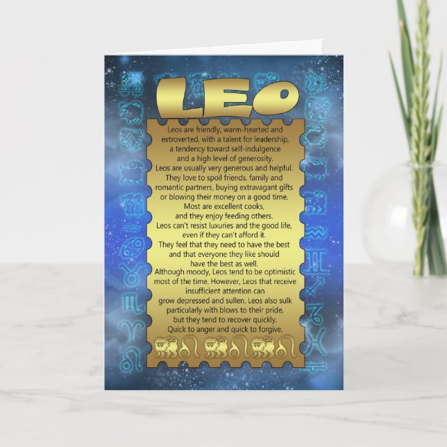 Leo Birthday Card - Zodiac Birthday Card - Leo (Front)
