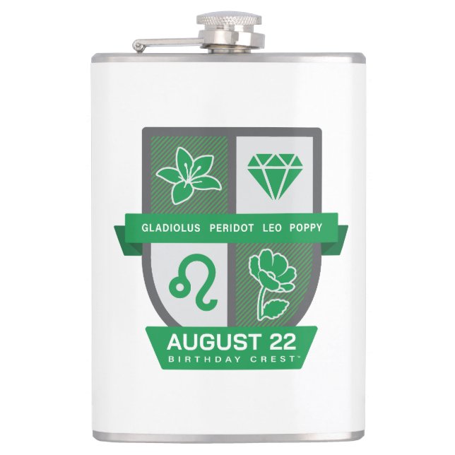 Leo Birthday Crest™ for August 1-22 Hip Flask (Front)