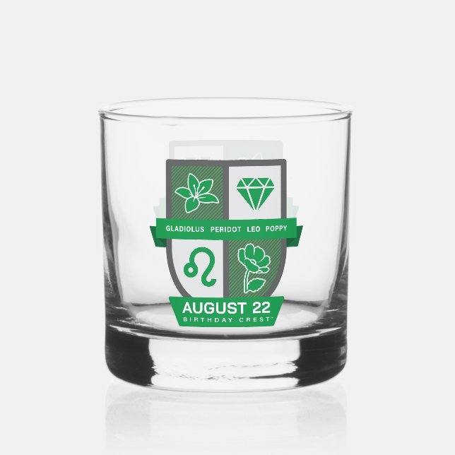 Leo Birthday Crest™ for August 1-22 Whiskey Glass (Front)