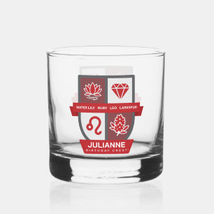 Leo Birthday Crest™ for July 23-31 Whiskey Glass