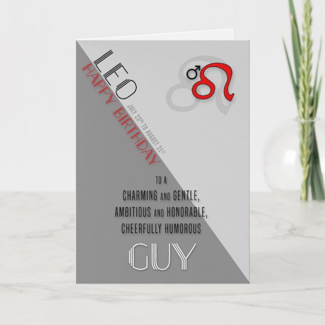Leo Birthday for Him July 23rd to August 21st Card (Front)
