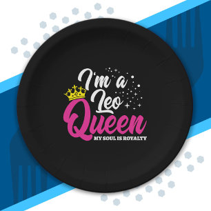 Leo Birthday Queen Astrology Zodiac July August Paper Plate
