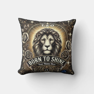 Leo “Born to Shine” Throw Pillow