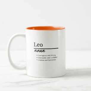 Leo, Boy Personalized Name Definition Two-Tone Coffee Mug