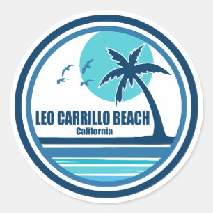 Leo Carrillo Beach California Palm Tree Birds Classic Round Sticker