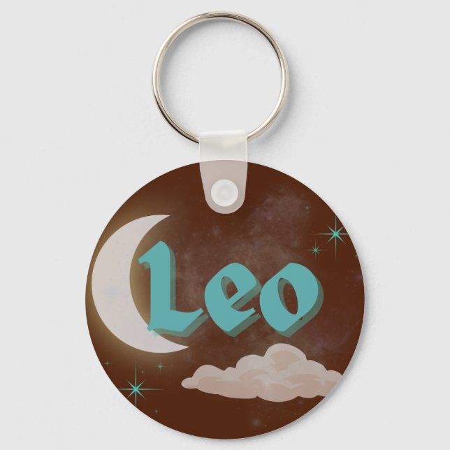 Leo Celestial Aesthetic Dreamy Moon Cloud Stars Key Ring (Front)