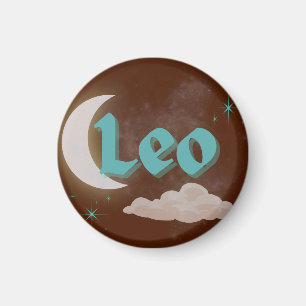 Leo Celestial Aesthetic Moon Cloud Stars Design Magnet